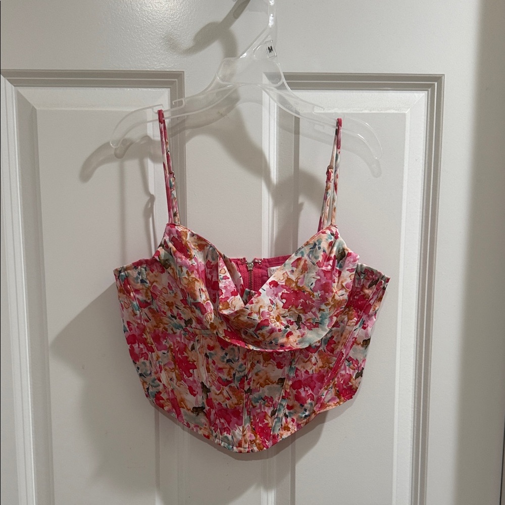 More To Come Floral Cowneck Corset Top
